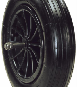 RUOTA CARRIOLA PNEUM.3.50X8 C/ALBERO 12X205 CERCHIO NERO IN PLASTICA